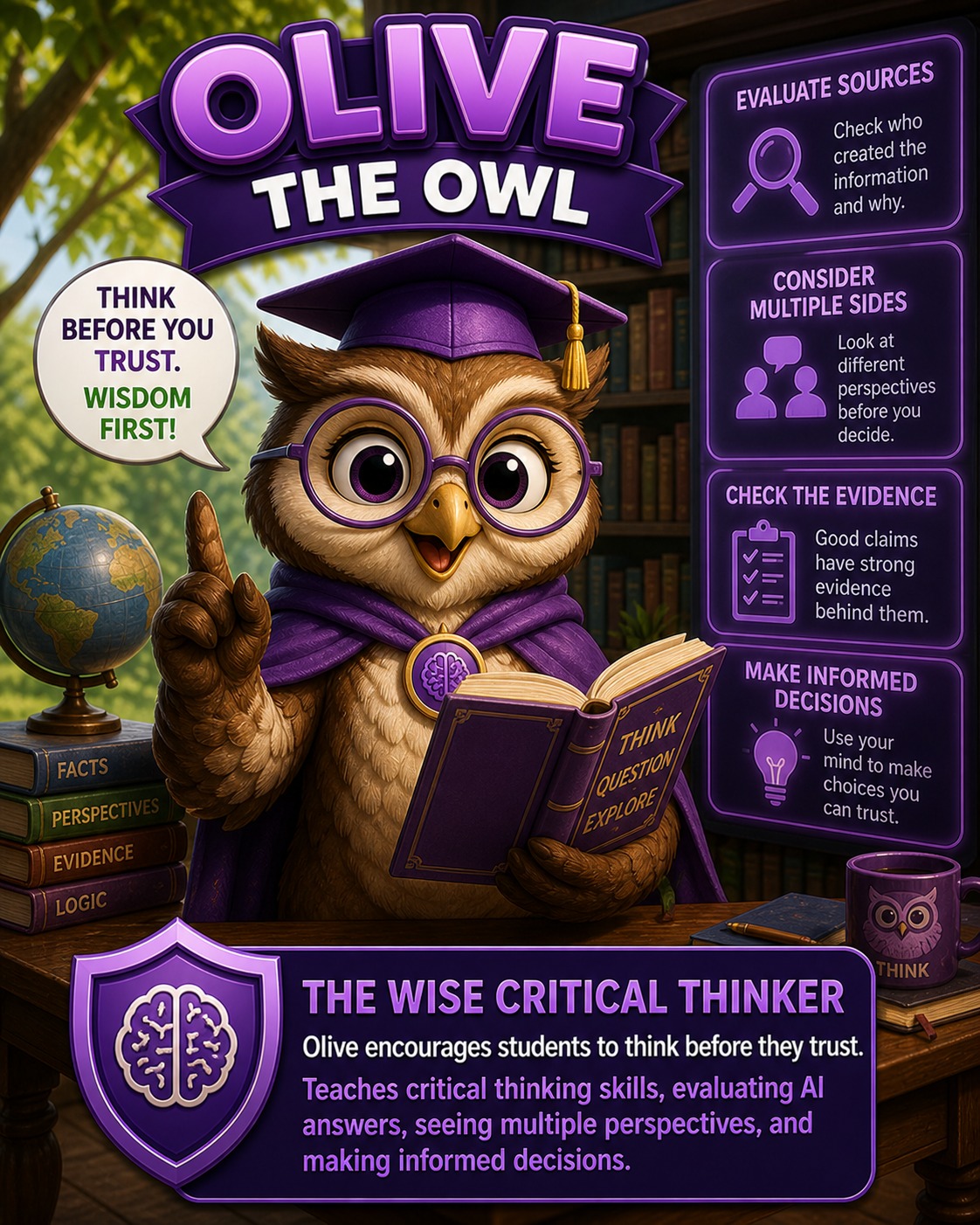 Olive the Owl - The Wise Critical Thinker